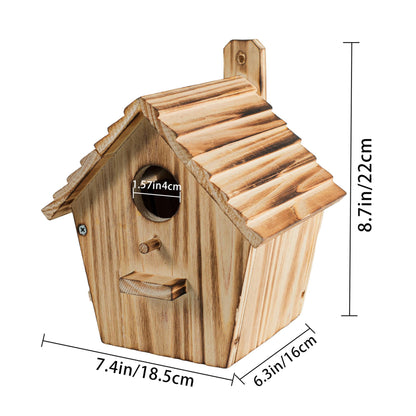 CLACKIBUKVYZ Bird Houses - Wooden Bird House for Outside with Pole - 1-1/2 Inch Entrance Hole for Bluebirds, Wrens, Chickadees, and Tree Swallows - Hanging Birdhouse for Garden
