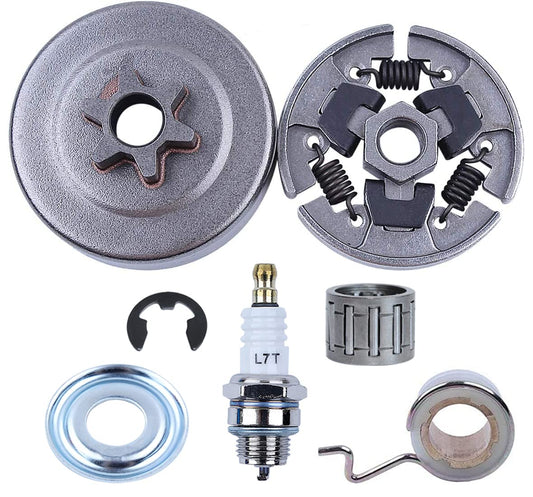 3/8" Sprocket Clutch Kit for Stihl 017 018 MS170 MS180 021 023 025 MS210 MS230 MS250, ADEFOL Sprocket + Clutch Drum + Bearing + Worm Gear + Washer + E-Clip + Spark Plug