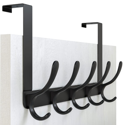 WEBI Over The Door Hooks for Hanging,Door Hanger,Over The Door Towel Rack,Over Door Coat Rack for Towels,Clothes,Bathroom,Black