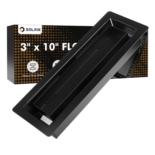 SOLRIX 3x10 Floor Registers, Black Flush Floor Vents Heavy Duty Steel Floor Registers Walkable Floor Register Vent Unadjustable Vent Covers for Home Floor Office DIY Enthusiasts