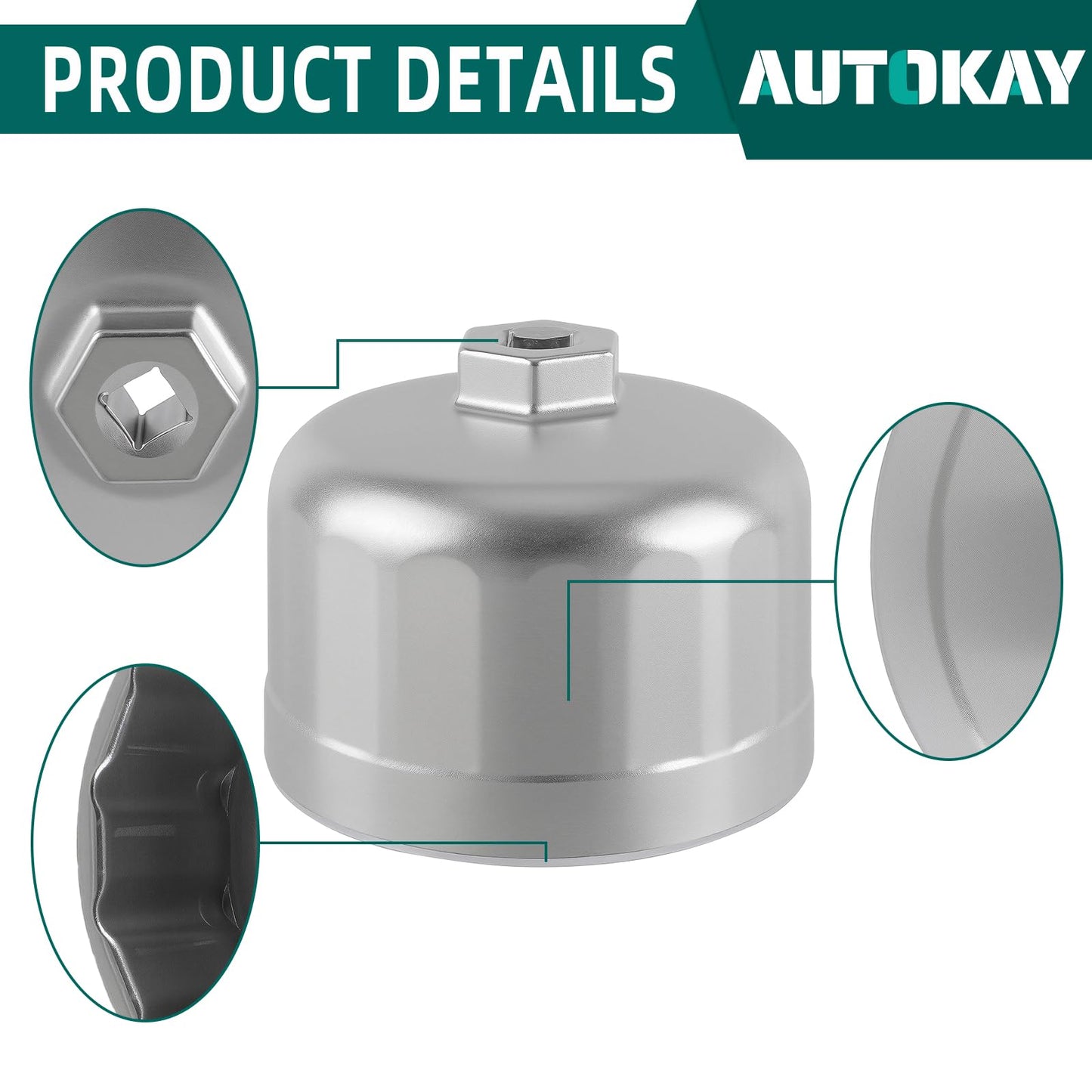 AUTOKAY 86mm with 16 Flutes Oil Filter Wrench Fit for Volvo XC90 XC70 S60 S40 C70 S80 V40 V70, for BMW X3 328i 535i 128i 135i 135is 228i 320i 325i 325xi 330i