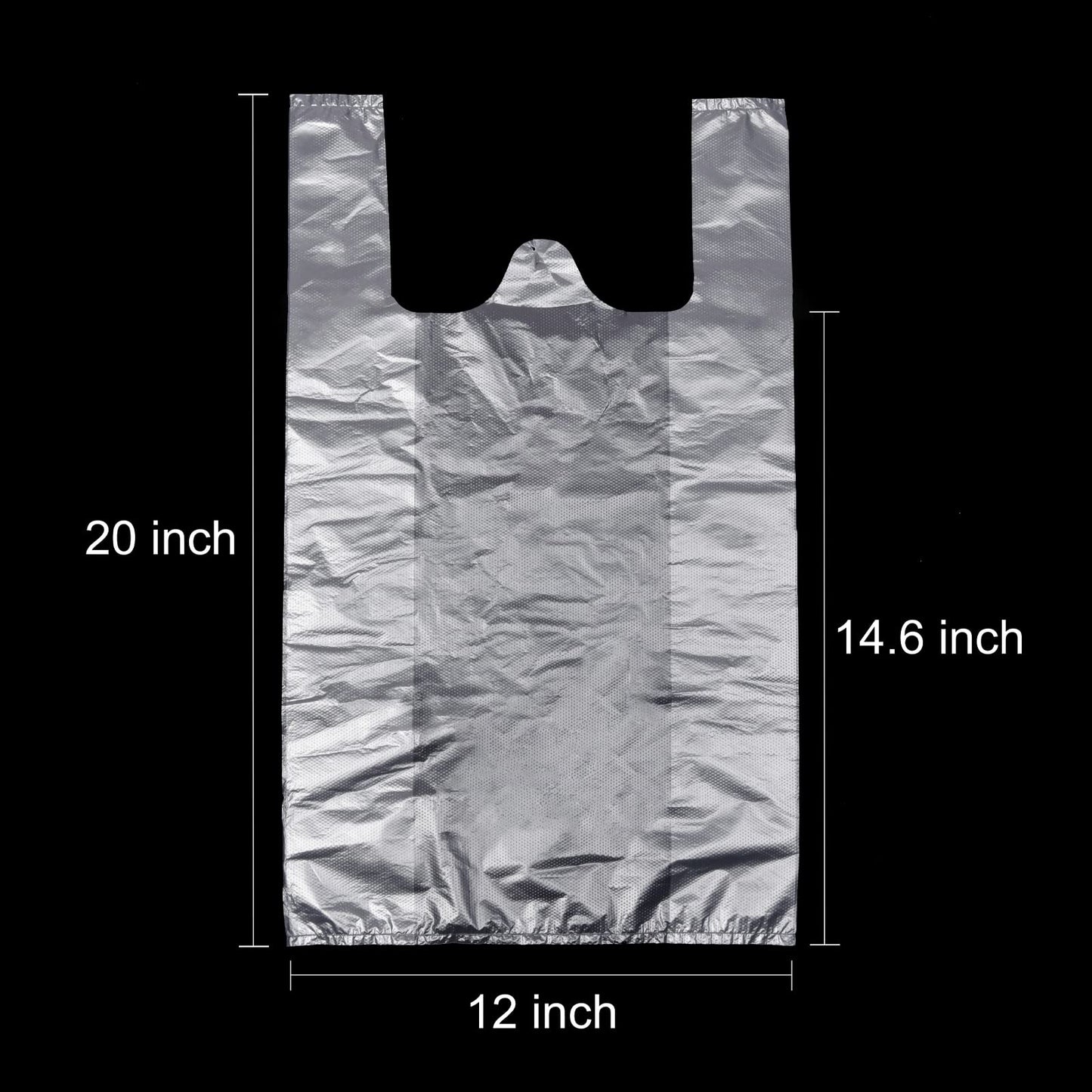 T Shirt Bags Plastic Grocery Bags with Handles for Merchandise and Supermarket, Bolsas De Plastico Para Negocio, 12 x 20 Inch (White, 200Pcs)
