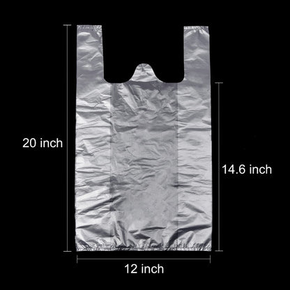 T Shirt Bags Plastic Grocery Bags with Handles for Merchandise and Supermarket, Bolsas De Plastico Para Negocio, 12 x 20 Inch (White, 200Pcs)
