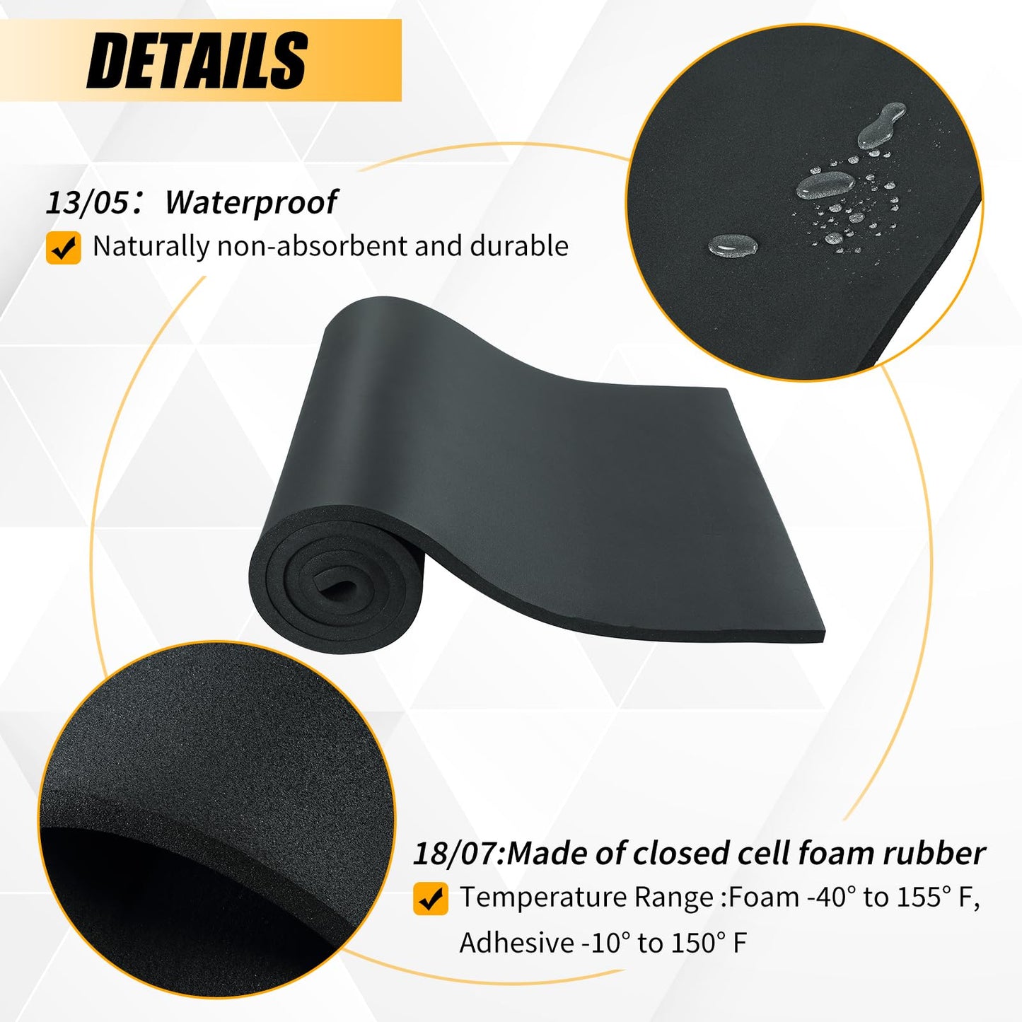 FLKQC Neoprene Sponge Foam Rubber Sheet Roll Without Adhesive | Neoprene Rubber Sheet Roll, Neoprene Padding Sheet, Cut to Multiple Dimensions and Lengths for DIY Padding Gaskets(1/2" x 17" x 60")