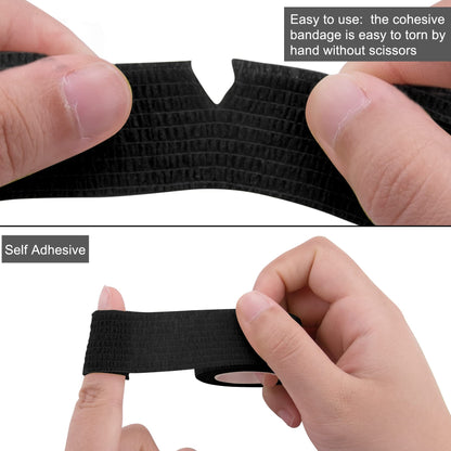 BQTQ 40 Rolls Self Adhesive Bandage 1 Inch Black Athletic Tape Cohesive Wrap Breathable Stretch Wrap Roll Sports Wrap Tape for Wrist Ankle Swelling Sprains