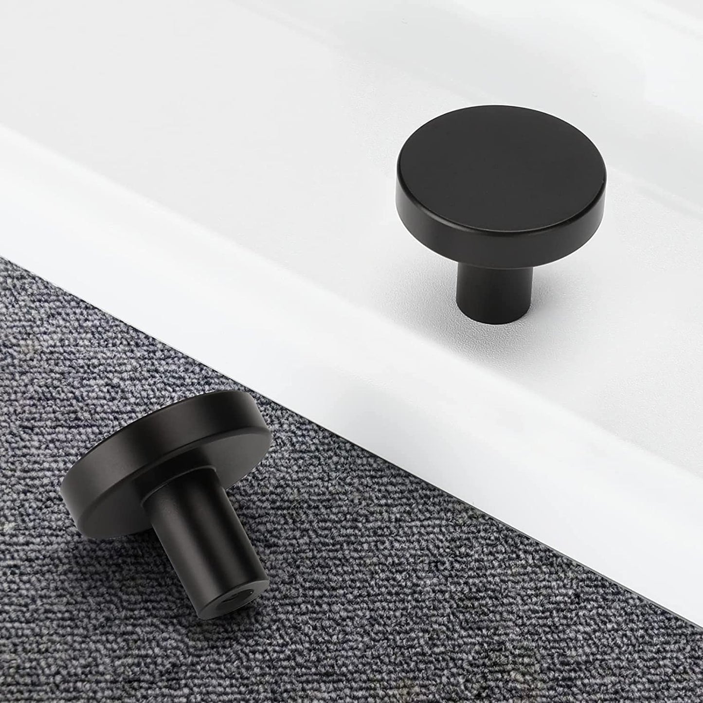 10 Pack Round Cabinet Knobs Drawer Knobs Dresser Knobs, Black Handles Knobs Drawer Pulls Door Knobs Furniture Knobs Cupboard Knobs for Modern Bathroom Kitchen Cabinet Hardware - Matte Black
