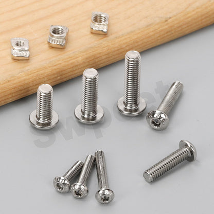 Swpeet 363Pcs M3 M4 M5 Nickel Plated T Nuts Screw with Hex Wrench Assortment Kit, T Slot Nut Hammer Head Fastener, Button Head Hex Socket Head Cap Bolts for 2020 Series Aluminum Profile Groove
