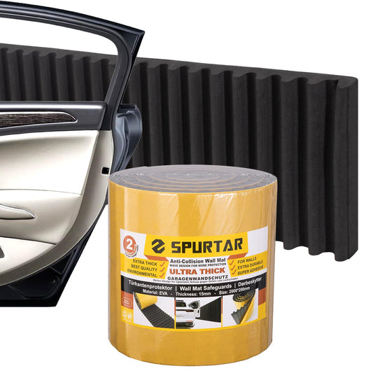 Spurtar Garage Wall Protector Thick Garage Parking Assist Car Door Edge Protector Car Door Protector Self-Adhesive Wavy Mat Anti-Collision EVA Foam Wall Padding, Black,79" x 8" x 5/8" (15 mm)