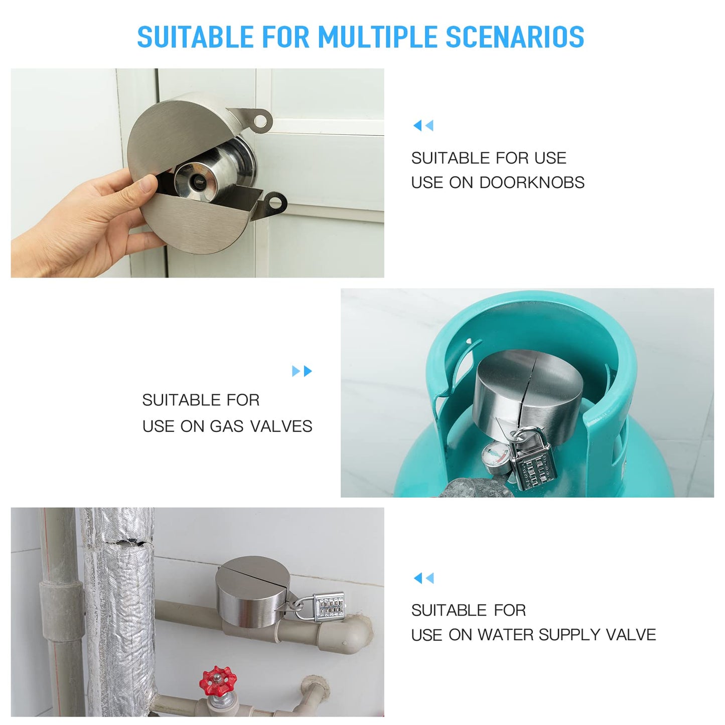 Outdoor Faucet Lock, Stainless Steel Water Spigot Lock, Water Valve Lock, Can be Used as a Circular Door Handle Lock Cover to Prevent Door Handles from Turning and Prevent Water Theft