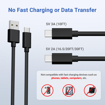 Basesailor USB A to USB C Charging Cable 30FT/2Pack,Extra Long USBC Extension Power Cord 2.0 for Xiaomi Smart Camera C400,Petcube Cam 360,TP-Link Tapo 2k C120,Eufy SoloCam C210/S340,No Data Transfer
