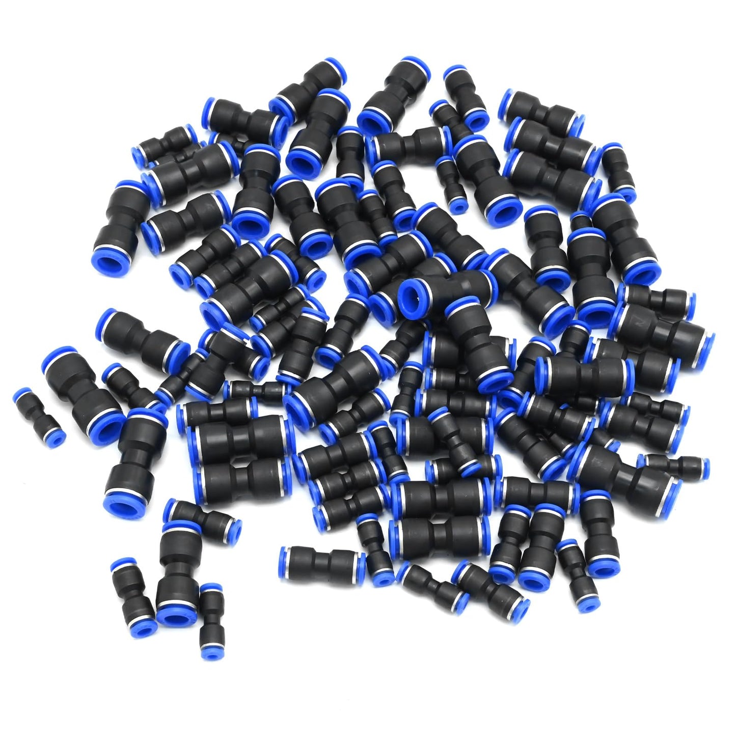 Hoypeyfiy 100pcs Quick Connect Air Hose Fittings for 4 6 8 10 12 mm Tube Quick Release Pneumatic Airline Connectors Plastic Straight Push to Connect Fitting (100Pcs)