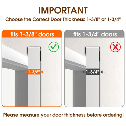 KitchLife Long Over Door Hooks with 15.75" Extended Arms, Fits Standard 1 3/8" Thick Doors, Thickened 1 Pack Double-Hanger with 12 Hooks, Glossy White - Bathroom Bedroom Towel Rack Organization