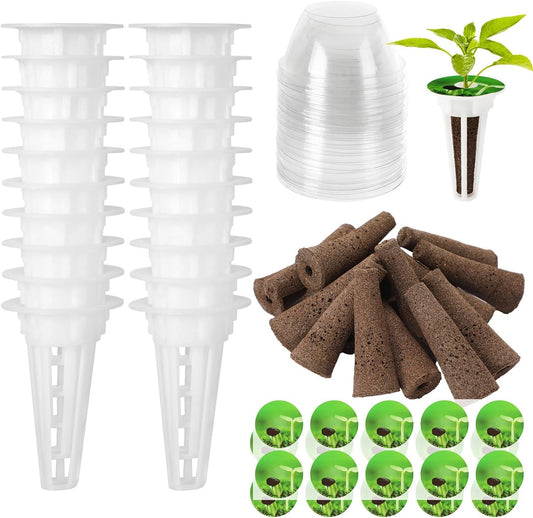 DECYOOL Garden Seed Pods, 148pcs Hydroponic Pods Kit:Grow Anything Kit with 36 Grow Baskets,36 Grow Sponges,36 Grow Domes,40 Pod Labels