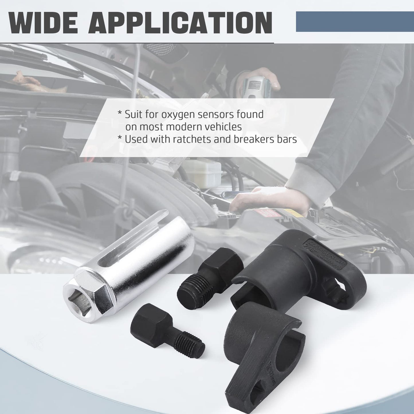 DASBET 5 Piece 3/8" Drive Oxygen Sensor Wrench Socket Set