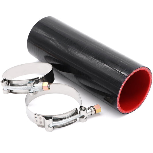 Fuzbaxy 2.5" ID Straight Silicone Hose Coupler, High Temp 4-Ply Reinforced with 2pcs Stainless Steel T-Bolt Clamp
