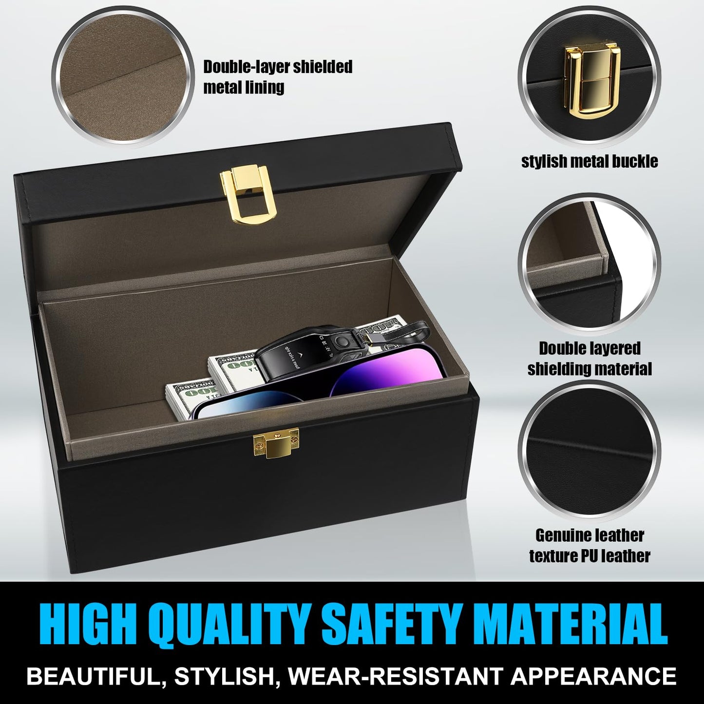 Extra Large Faraday Box for Car Key, [with 2 Enlarged Faraday Pouch] Diyife 9-14 Large Capacity RFID Key Box for Car Keys, Faraday Box Suitable for Car Keys, Mobile Phones, Credit Cards