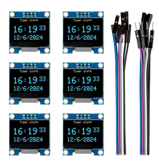 ELEGOO 6PCS 0.96 Inch OLED Display Screen Module with Dupont Wire Compact Self-Luminous Mini Screens for Arduino Project