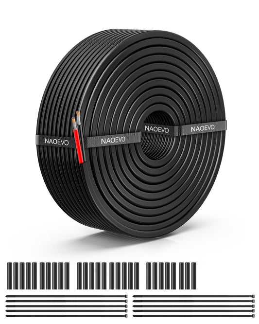 NAOEVO 18 Gauge Wire 2 Conductor Electrical Wire, 18 AWG Stranded PVC Cord, 12V Low Voltage/Tinned Copper/Flexible Cable for Automotive Wiring, Lamp Cord, Marine Cable (30FT)