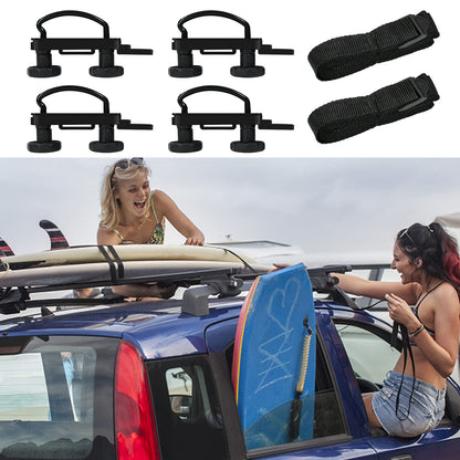 VIKKSAER 4 PCs Universal Roof Box U Bolt Clamps Kit, Heavy Duty U Clips Rooftop Cargo Carrier Rack Bolts, 85mm Internal Width Car Van Roof Rack Bracket Kit for Cars SUV Cargo Carrier with 2 Straps