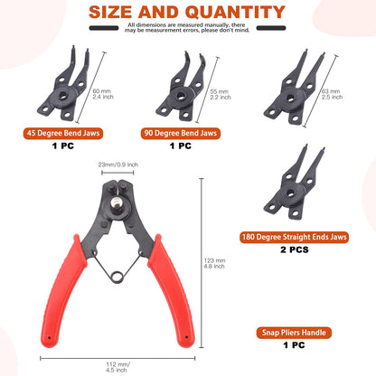 Tanstic 261Pcs 4 in 1 Snap Ring Pliers Set Snap Ring Pliers Remover Retaining Circlip Pliers with 260Pcs Internal and External Snap Ring Retaining Ring Assortment Kit
