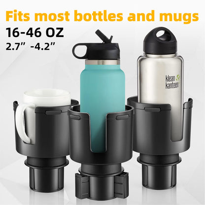 TYKOR Car Cup Holder Expander, 2 in 1 Cup Holder Extender with Adjustable Base, Fits YETI 24/36/46oz, Hydro Flask 20/32/40oz, Other Large Bottles and Mugs in 2.7"-4.2" (16-46 OZ)