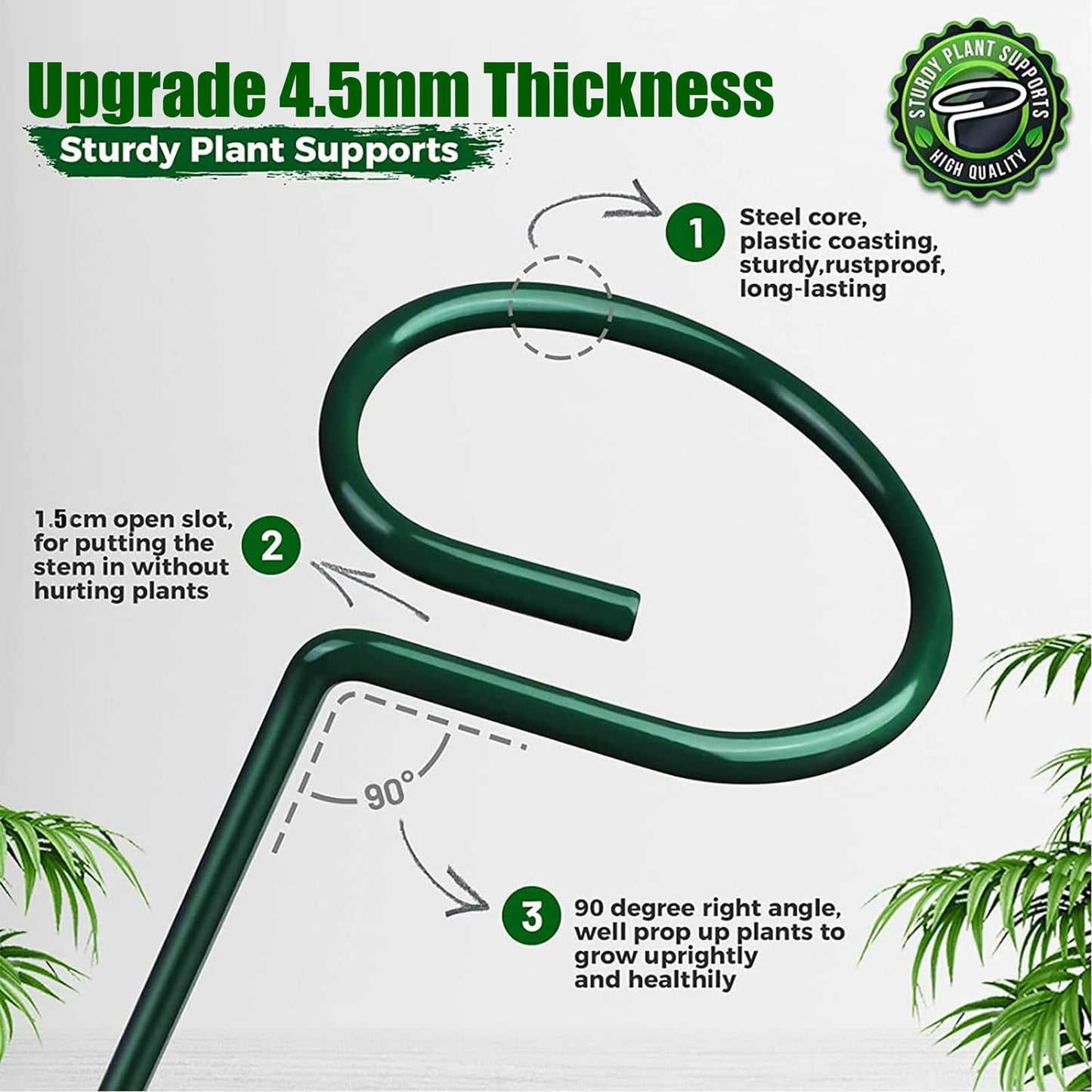 6Pcs Plant Support Stakes, 60cm Garden Single Stem Plant Support Stakes Adjustable Plant Sticks Support with 30 Orchid Clips for Peonies Tomatos Lily Rose Plant Climbing