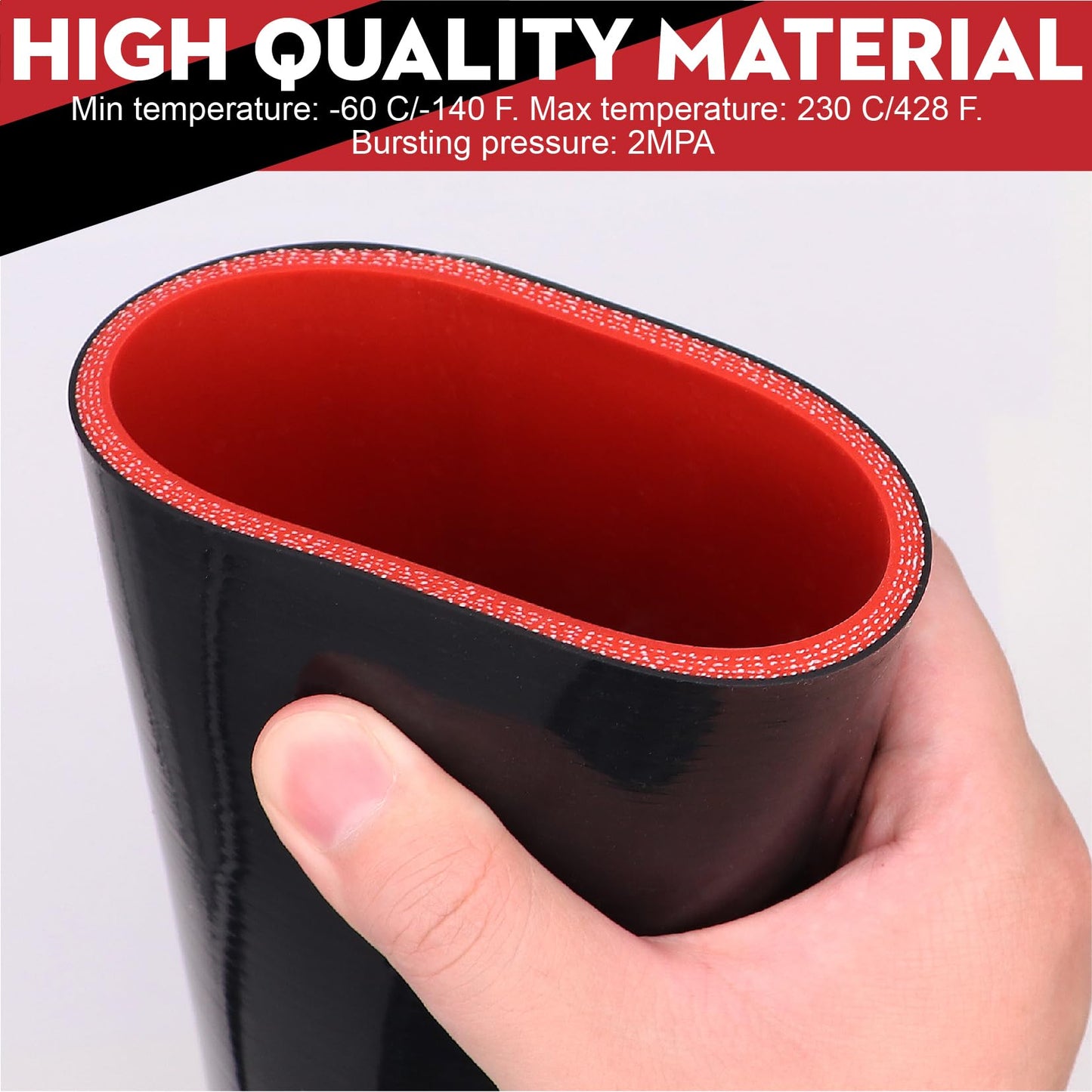 Taigoehua ID 3inch 4-Ply Straight Coupler Silicone Hose 5mm thickness 12inch Length with 2*Stainless Steel T-clamps (3inch(76mm))