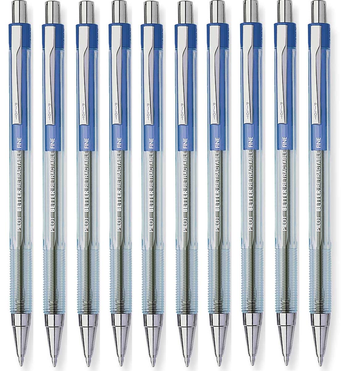 Pilot Better Retractable Ballpoint Pens, Blue color rollerball Fine Point, 10-COUNT