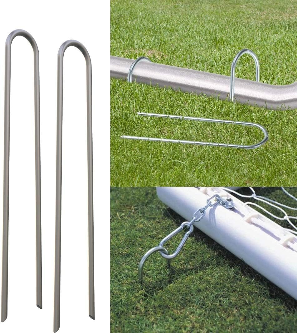 MySit 50 Pack 6 Inch Garden Stakes,Galvanized Landscape Staples & Heavy-Duty U-Shaped Drip Irrigation Spikes for Fabric, Sod, and Weed Barrier