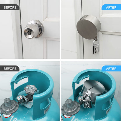 Outdoor Faucet Lock, Stainless Steel Water Spigot Lock, Water Valve Lock, Can be Used as a Circular Door Handle Lock Cover to Prevent Door Handles from Turning and Prevent Water Theft