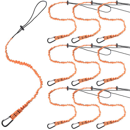 Supkiir 10 Pcs Tool Lanyard, Safety Tool Lanyard with Carabiner, Retractable Tool Lanyards with Adjustable Loop End, Fall Protection Shock Absorbing Cord (20 Lbs)