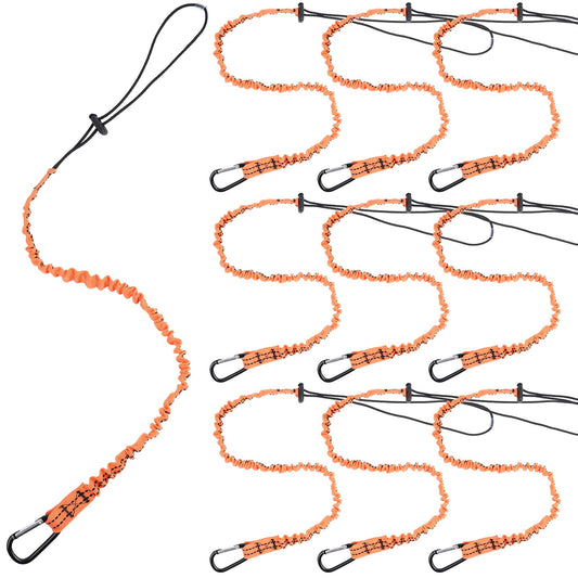 Supkiir 10 Pcs Tool Lanyard, Safety Tool Lanyard with Carabiner, Retractable Tool Lanyards with Adjustable Loop End, Fall Protection Shock Absorbing Cord (20 Lbs)