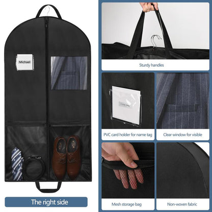 Belinlen 3pack 43" Garment Bags for Travel Hanging Clothes Suit Bag with 4" Gussetes for Cover Clothes Protection Suit Garment Bag with 2 Mesh Pockets and 2 Carry Handles (Black)