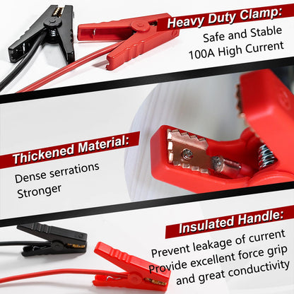 Jumper Cable Clamps Compatible with Mil.Waukee Compatible with M18 18V Battery Jumper Starter, 3.9ft 8AWG Automotive Booster Cable