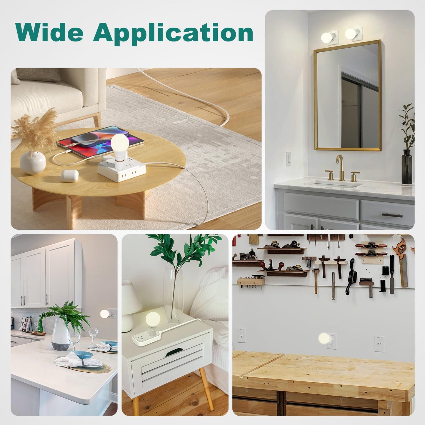 DiCUNO Outlet to E26 Light Socket Adapter, Bulb Socket with Polarized Plug, UL/CSA Listed, 660W 125V, White, 10-Pack