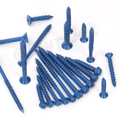 Swpeet 52Pcs 1/4" x 3-1/4" Flat Head Concrete Screw Anchors with Screwdriver Bit and Drill Bit Assortment Kit, Concrete Screws Self Tapping Cement Screws for Anchoring to Masonry Block Brick Stucco
