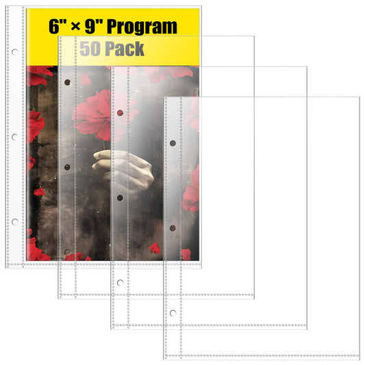 6 x 9 Brochure Sleeves, 50 Pack, Page Protectors for Broadway Play Programs and Theater Programs, Top-Loading Sheet Protectors