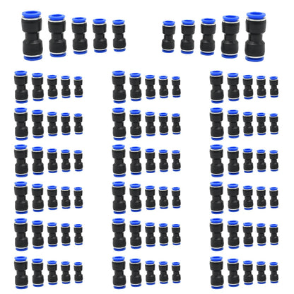 Hoypeyfiy 100pcs Quick Connect Air Hose Fittings for 4 6 8 10 12 mm Tube Quick Release Pneumatic Airline Connectors Plastic Straight Push to Connect Fitting (100Pcs)