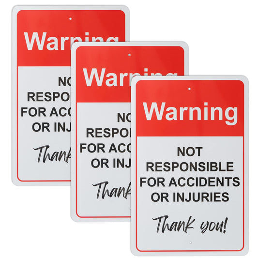 Eyoloty Not Responsible for Accidents or Injuries Sign - Enter at Your Own Risk 12" x 8" .040 Aluminum Reflective Rust Free UV Protected Weatherproof Indoor/Outdoor Use