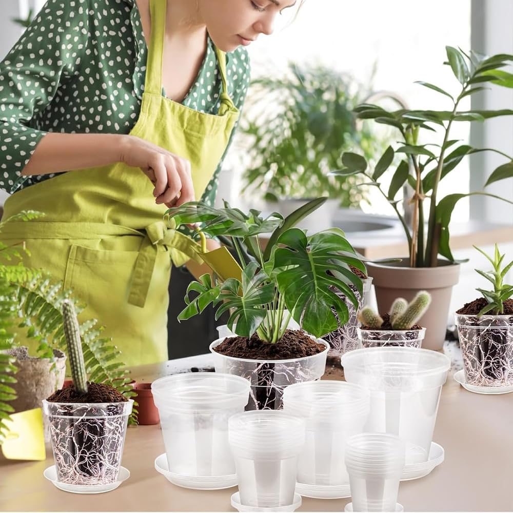 30 Pcs 3/4/5/6/7 Inch Clear Nursery Pots Plastic Plant Pots Clear Plant Pots with Drainage Nursery Pot for Seed Starting Succulents Seedlings Cuttings (30, Transparent, 3/4/5/6/7 Inch)