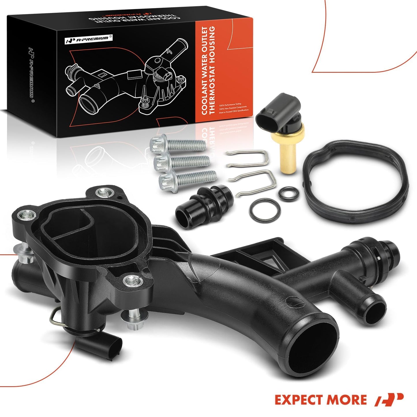 A-Premium Thermostat Housing Assembly Replacement for Chevrolet Cruze 2011-2015 Cruze Limited Sonic Trax Buick Encore 1.4L Plastic