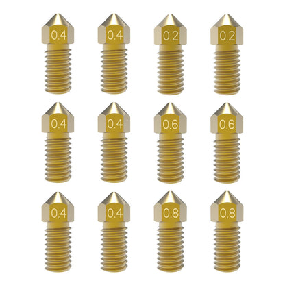 3D Printer Nozzles 12 pcs M5 Nozzle, Park Sung Brass Nozzles with High Temperature Resistance Upgraded Fully Fit for AnkerMake M5 Ender 3 Ender 3 V2 Ender 3 pro, 0.2mm, 0.4mm, 0.6mm, 0.8mm Nozzle Kit