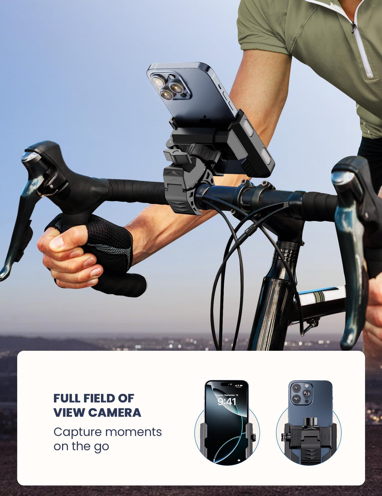 Grefay Bicycle Phone Holder Motorcycle Phone Holder 【1S Quick Release Robust Connections】 Anti Shake Universal 360° Bicycle Handlebar Holder for iPhone 15/14/13 S23/S22 4.5-7" Smartphone