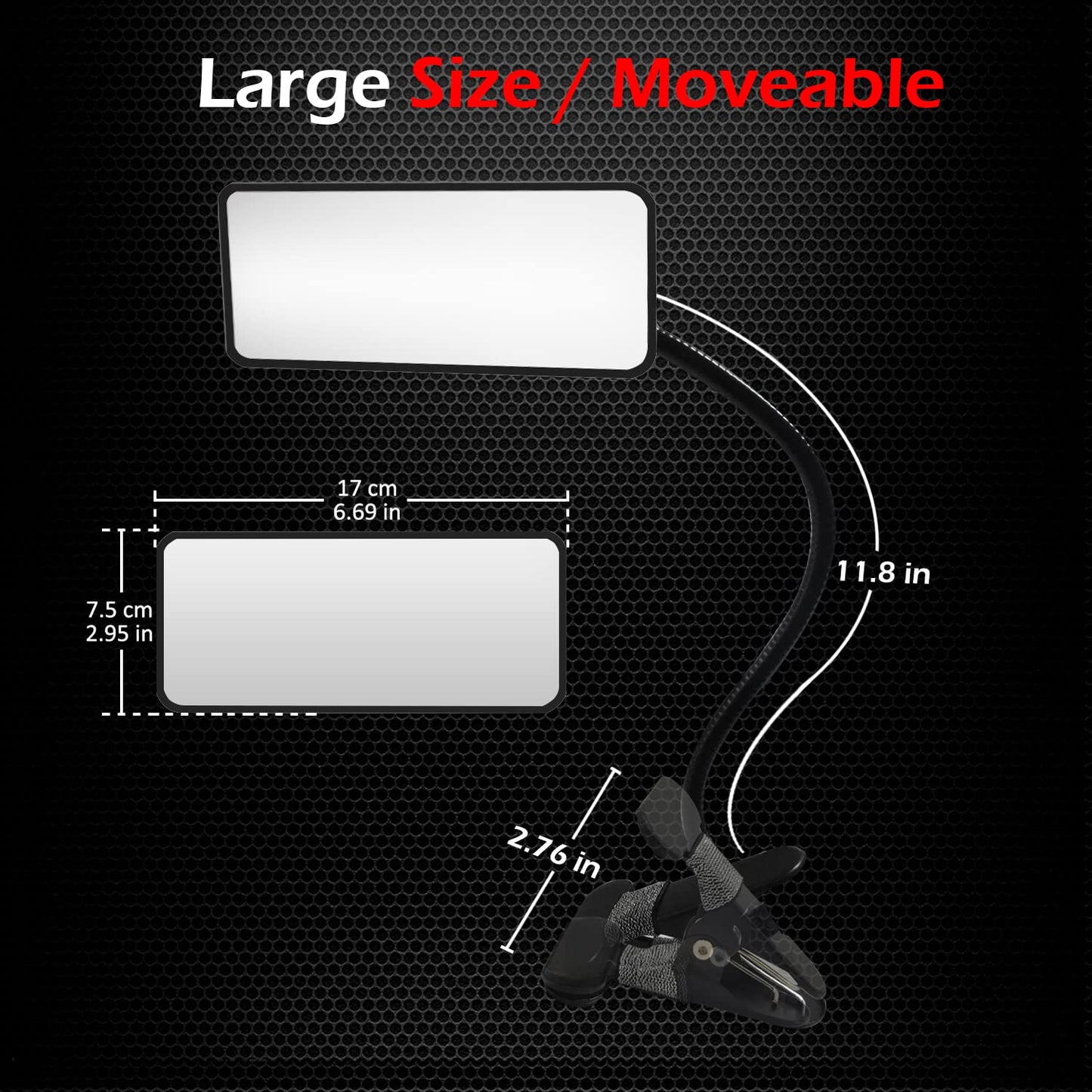 Glass Clip On Security Mirror, Ampper Flexible Convex Cubicle Mirror for Personal Safety and Security Desk Rear View Monitors or Anywhere (6.69" x 2.95", Rectangle)