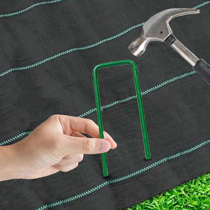 Garden Stakes, 50 Pack Heavy Duty Garden Pegs Pins Ground Stakes Staples Spikes U Shaped Securing Nail Pin for Weed Control Membrane, Lawn Farm Sod, Fabric Netting, Artificial Landscape Grass