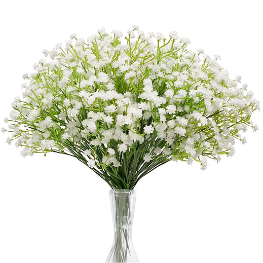 Naturezhen 10 Bundles Artificial Flowers, Baby Breath Flowers Artificial, Real Touch, Fake Dried Gypsophila Plants for Wedding Bouquets DIY Wreath Floral Arrangement Home Party Decoration (White)