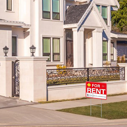 GXGGUS For Rent Signs with Stand,2 PCS 17" x 13" Double-Sided Yard Signs with Arrow Stickers Pricing Stickers, House Car Rental Supplies