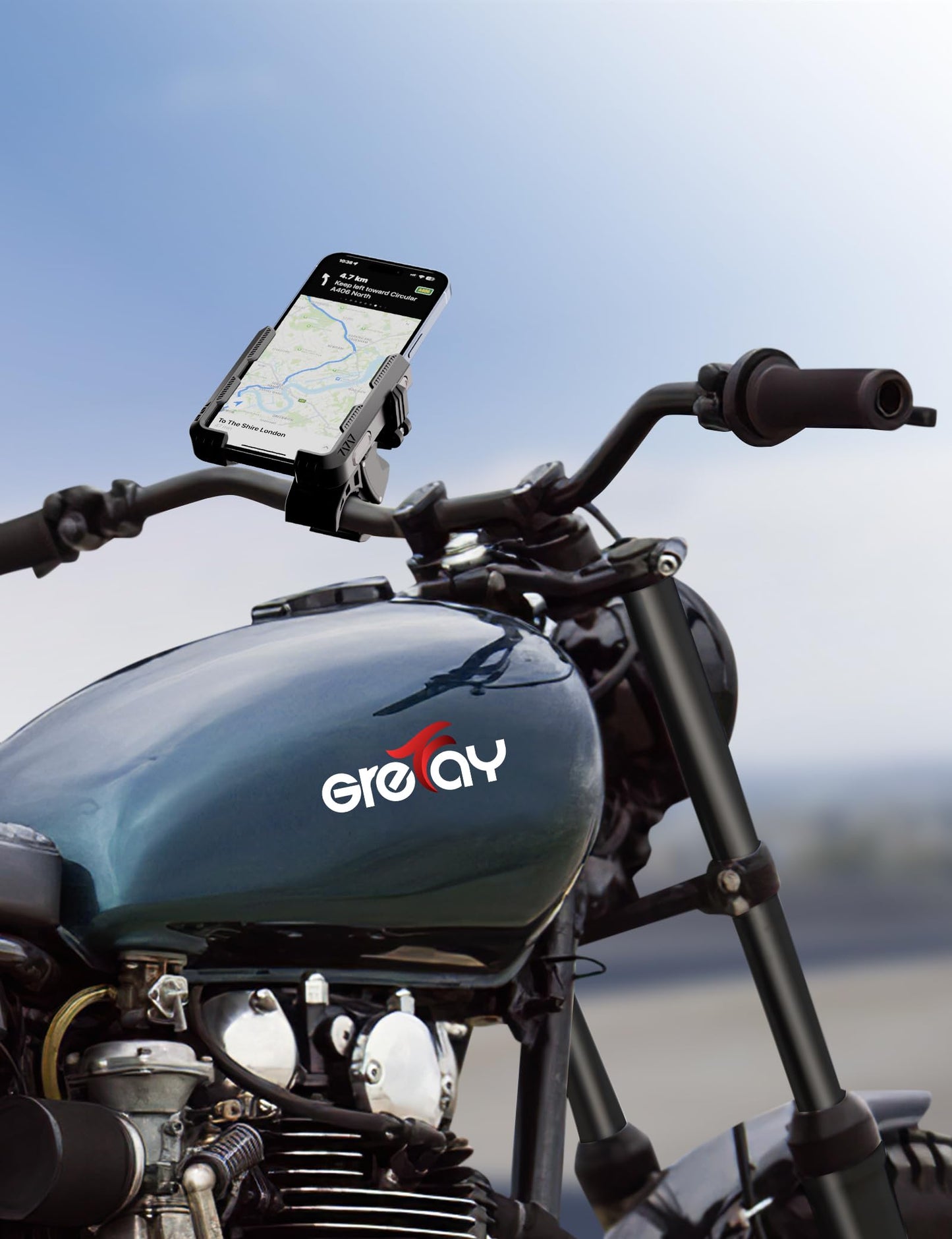 Grefay Bicycle Phone Holder Motorcycle Phone Holder 【1S Quick Release Robust Connections】 Anti Shake Universal 360° Bicycle Handlebar Holder for iPhone 15/14/13 S23/S22 4.5-7" Smartphone