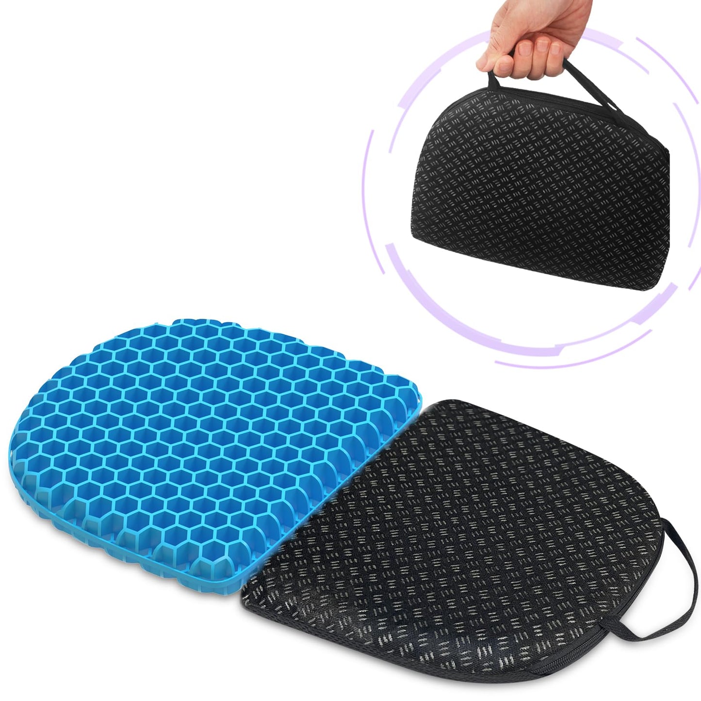 Small Foldable Seat Cushion 0.9-Inch Thick, Portable Cooling Mini Gel for Pressure Relief, Light Travel Cushion, Honeycomb Gel Design, Foldable for Easier Storage