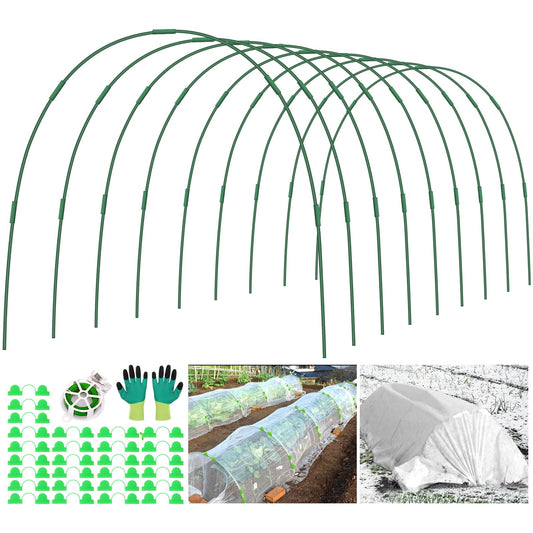 45 Pcs Greenhouse Hoops for Raised Beds, 9 Sets Garden Hoops Grow Tunnel Rust-Free Fiberglass Hoop House Kit, Plant Support Garden Stakes Hoops Frame for Netting Shade Cloth Row Cover Garden Supplies